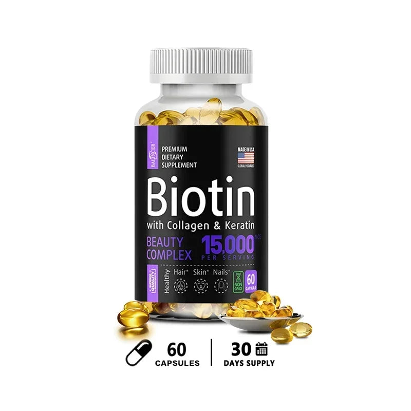 Biotin Supplement - 15,000 Mcg with Collagen and Keratin