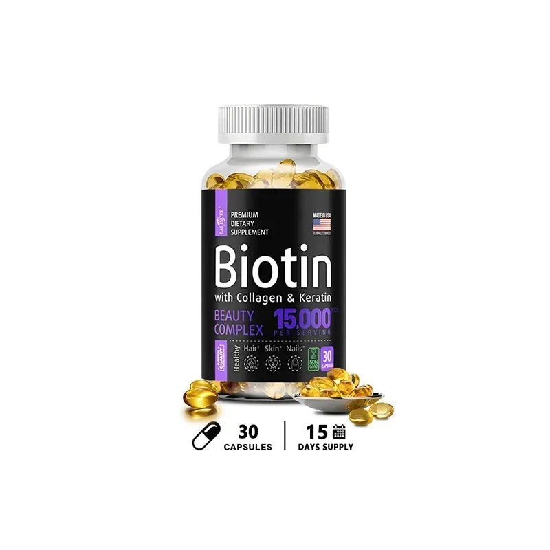 Biotin Supplement - 15,000 Mcg with Collagen and Keratin