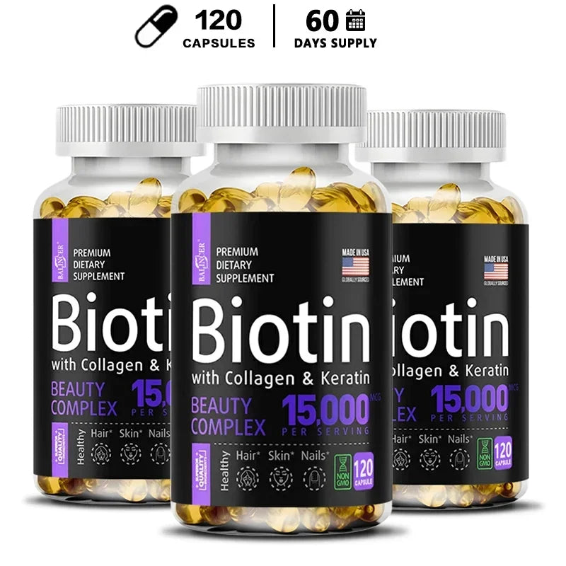 Biotin Supplement - 15,000 Mcg with Collagen and Keratin