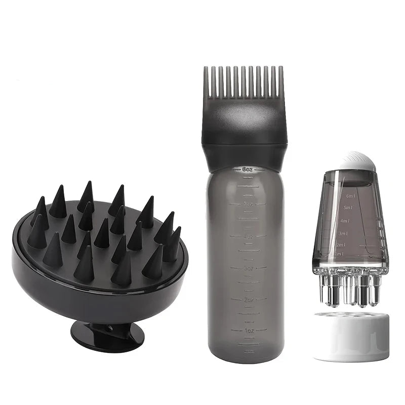 3pcs Hair Root Comb Essential Oil Applicator Set, Soft Scalp Massage Liquid Comb Kit