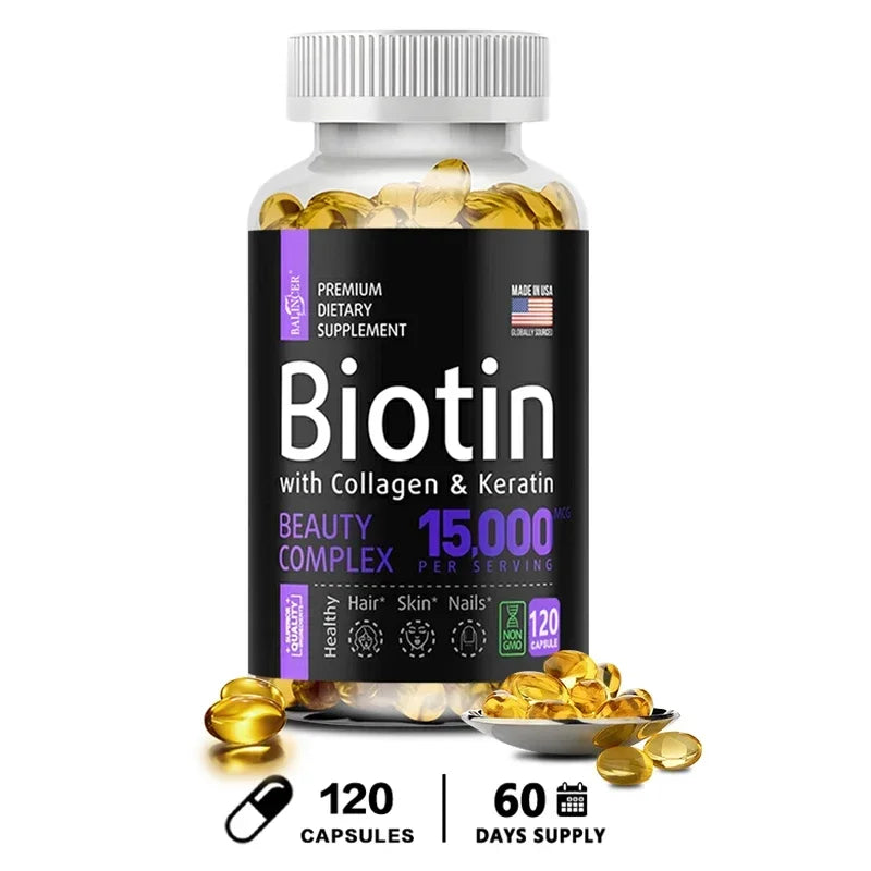 Biotin Supplement - 15,000 Mcg with Collagen and Keratin